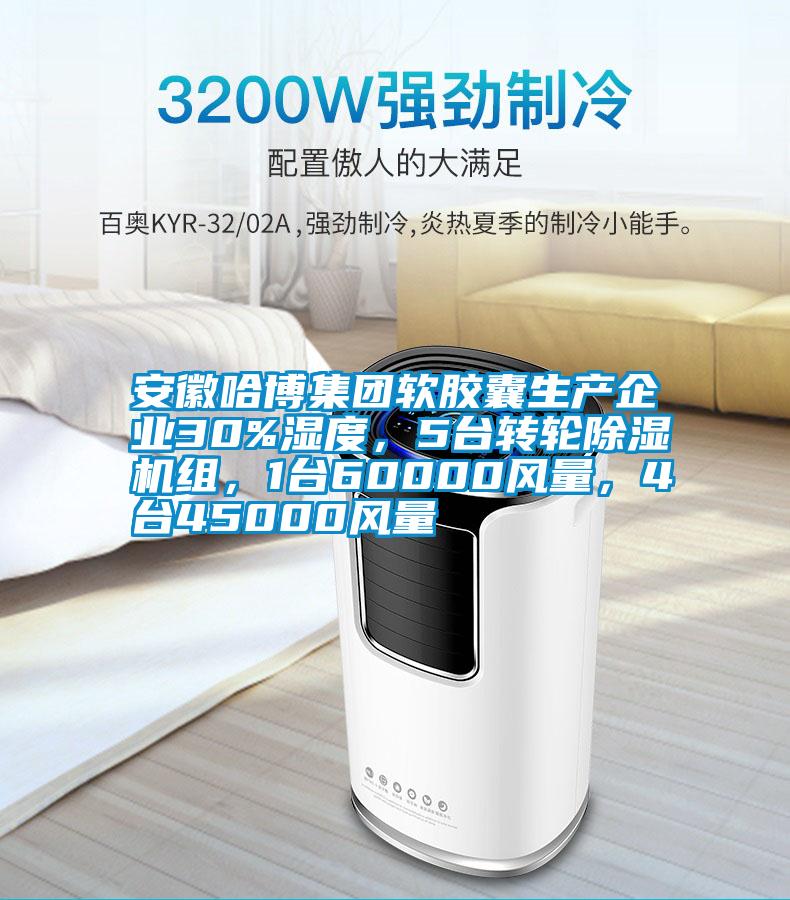 安徽哈博集團軟膠囊生產(chǎn)企業(yè)30%濕度，5臺轉輪除濕機組，1臺60000風量，4臺45000風量